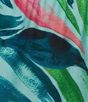Investments Brushed Tropical Leaves Print Pull-On Wide Leg Crop Pants