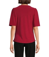 Investments Crew Neck Flare Short Sleeve Ruched Top