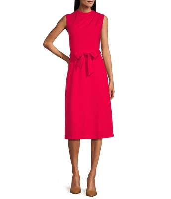 Investments Dresses Sleeveless Crew Neck Tie Belt Fit and Flare Dress
