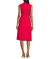 Investments Dresses Sleeveless Crew Neck Tie Belt Fit and Flare Dress