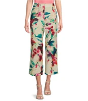 Investments Floral Pull-On Wide Leg Crop Pants