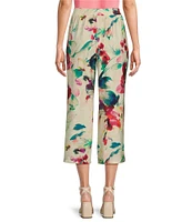 Investments Floral Pull-On Wide Leg Crop Pants