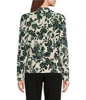 Investments Knit Painterly Floral Long Sleeve Twist Neck Top