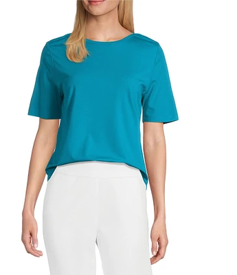 Investments Knit Short Sleeve Ballet Neck Top
