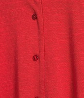 Investments Knit Short Sleeve Button Front Notch Collar Camp Top