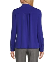 Investments Long Sleeve 3/4 Zip Front Point Collar Knit Top