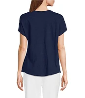 Investments Multi Paisley Short Sleeve Novelty Crew Neck Top