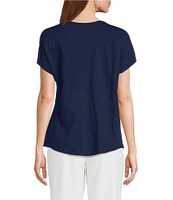 Investments Multi Paisley Short Sleeve Novelty Crew Neck Top