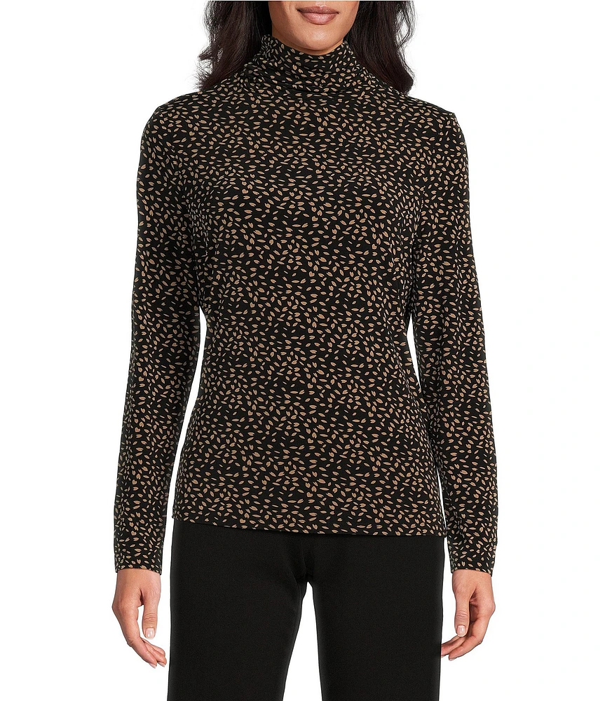 Investments Neutral Petals Knit Long Sleeve Turtleneck Top