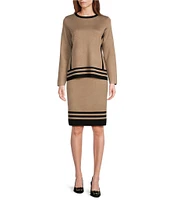 Investments Novelty Border Pull-On Midi Pencil Sweater Skirt