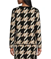 Investments Novelty Houndstooth Long Sleeve Sweater