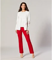 Investments Novelty Stemmed Floral Long Sleeve Button Front Cardigan