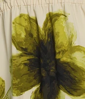 Investments Open Drape Front Long Sleeve Button Cuff Watercolor Blooms Print Novelty Jacket