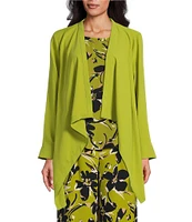 Investments Open Drape Front Long Sleeve Button Cuff Novelty Jacket