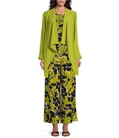 Investments Open Drape Front Long Sleeve Button Cuff Novelty Jacket