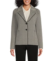 Investments Petite Size Herringbone Long Sleeve Notch Lapel Two Button Sweater Blazer