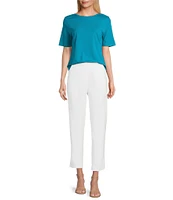 Investments Petite Size Knit Short Sleeve Ballet Neck Top