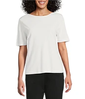 Investments Petite Size Knit Short Sleeve Ballet Neck Top