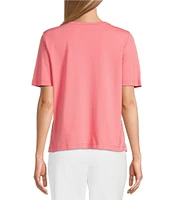 Investments Petite Size Knit Short Sleeve Ballet Neck Top