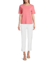 Investments Petite Size Knit Short Sleeve Ballet Neck Top