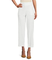 Investments Petite Size Linen Blend Pull-On Straight Leg Ankle Pants