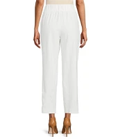 Investments Petite Size Linen Blend Pull-On Straight Leg Ankle Pants