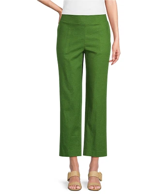 Investments Petite Size Linen Blend Pull-On Straight Leg Ankle Pants