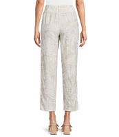 Investments Petite Size Natural Palm Pull-On Straight Leg Ankle Pants