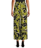 Investments Petite Size Pull-On Straight Leg Blocked Floral Print Novelty Pants
