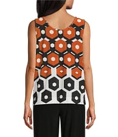 Investments Petite Size Soft Separates Light Honeycomb Border Reversible Scoop to Crew Neck Sleeveless Top