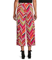 Investments Petite Size Soft Separates Multi Broken Chevron Elastic Waist Coordinating Pull-On Crop Pants