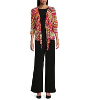 Investments Petite Size Soft Separates Multi Broken Chevron Long Sleeve Coordinating Topper