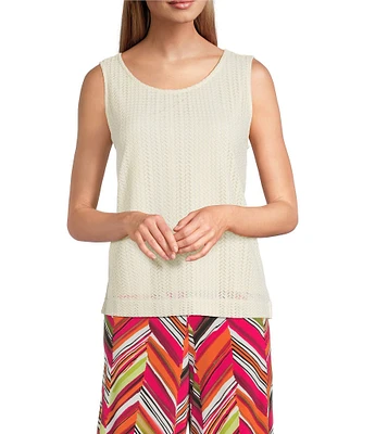 Investments Petite Size Soft Separates Sleeveless Crew Neck Crochet Top