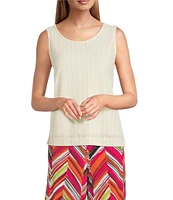 Investments Petite Size Soft Separates Sleeveless Crew Neck Crochet Top