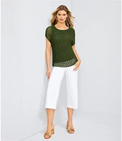 Investments Petite Size the PARK AVE fit Elite Stretch Pull-On Wide Leg Crop Pants