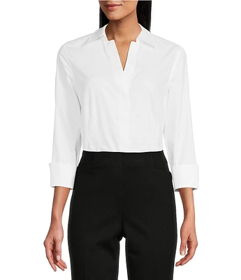 Investments Petite Size Taylor Gold Label Non-Iron 3/4 Sleeve Button Front Shirt