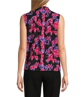 Investments Platinum Suiting Floral Woven Sleeveless V-Neck Button Front Top