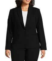 Investments Platinum Suiting Plus Size Long Sleeve One Button Notch Lapel Blazer