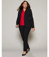 Investments Platinum Suiting Plus Size Long Sleeve One Button Notch Lapel Blazer