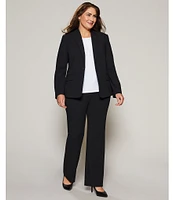 Investments Platinum Suiting Plus Size Long Sleeve One Button Notch Lapel Blazer