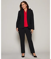 Investments Platinum Suiting Plus Size Long Sleeve One Button Notch Lapel Blazer