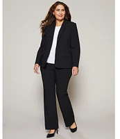 Investments Platinum Suiting Plus Size Long Sleeve One Button Notch Lapel Blazer