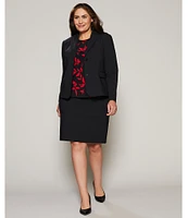 Investments Platinum Suiting Plus Size Long Sleeve Two Button Notch Lapel Blazer