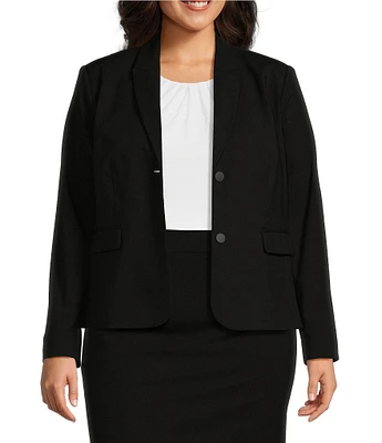 Investments Platinum Suiting Plus Size Long Sleeve Two Button Notch Lapel Blazer