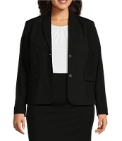 Investments Platinum Suiting Plus Size Long Sleeve Two Button Notch Lapel Blazer