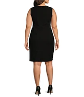 Investments Platinum Suiting Plus Size Sleeveless Crew Neck Sheath Dress