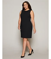 Investments Platinum Suiting Plus Size Sleeveless Crew Neck Sheath Dress