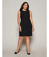 Investments Platinum Suiting Plus Size Sleeveless Crew Neck Sheath Dress