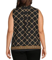 Investments Platinum Suiting Plus Size Woven Sleeveless V-Neck Hidden Button Front Top