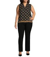 Investments Platinum Suiting Plus Size Woven Sleeveless V-Neck Hidden Button Front Top
